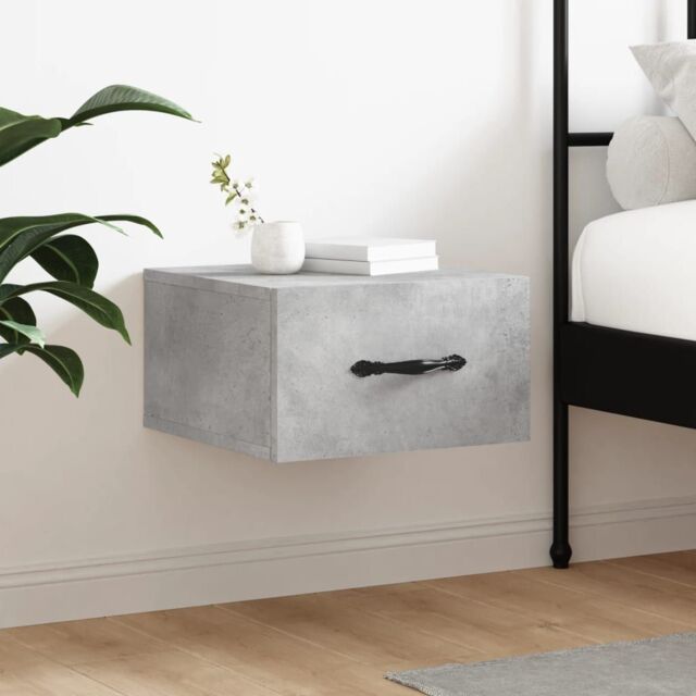 Berkfield Home Wall-mounted Bedside Cabinet Concrete Grey 35x35x20 cm - Size: 35 x 35 x 20 cm - image 1