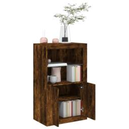 Berkfield Home Side Cabinet with LED Lights Smoked Oak Engineered Wood in Brown - thumbnail 5