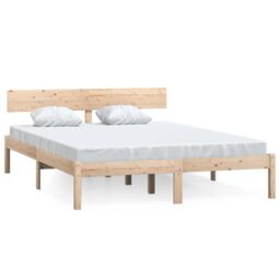 Berkfield Home Bed Frame Solid Wood Pine 140x200 cm in Brown - thumbnail 2