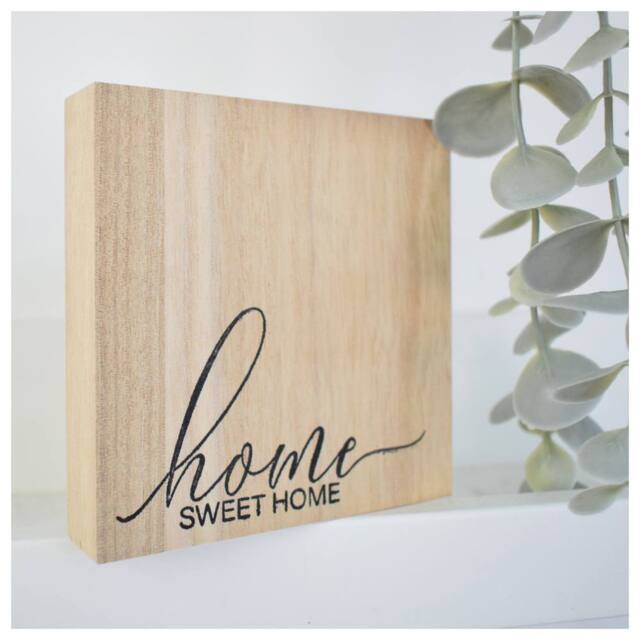 Amaya Rose Ltd Home Sweet Home Solid Wood Freestanding Plaque. Wooden Shelf Décor in Beige