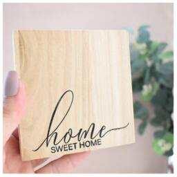 Amaya Rose Ltd Home Sweet Home Solid Wood Freestanding Plaque. Wooden Shelf Décor in Beige - thumbnail 2