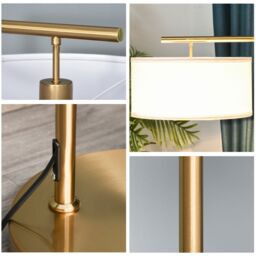 HOMCOM Modern Floor Lamp Tall Pole Light with Linen Shade E27 Holder in White - thumbnail 8