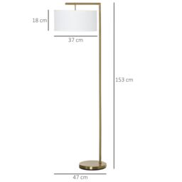HOMCOM Modern Floor Lamp Tall Pole Light with Linen Shade E27 Holder in White - thumbnail 3