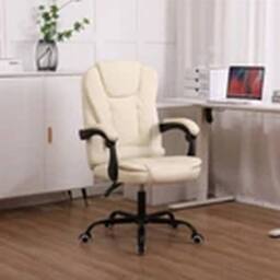 EONLION Reclining Office Chair Faux Leather Adjustable Seat Beige - thumbnail 4