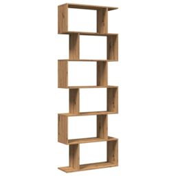 Berkfield Home Room Divider Bookcase 6-Tier Artisan Oak 70x24x193 cm Engineered Wood in Brown - Size: 70 x 24 x 193 cm - thumbnail 2
