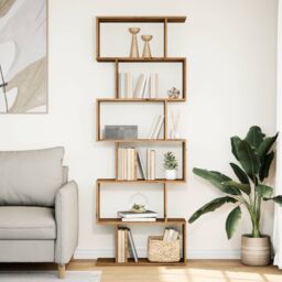 Berkfield Home Room Divider Bookcase 6-Tier Artisan Oak 70x24x193 cm Engineered Wood in Brown - Size: 70 x 24 x 193 cm - thumbnail 3