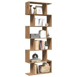 Berkfield Home Room Divider Bookcase 6-Tier Artisan Oak 70x24x193 cm Engineered Wood in Brown - Size: 70 x 24 x 193 cm - thumbnail 1