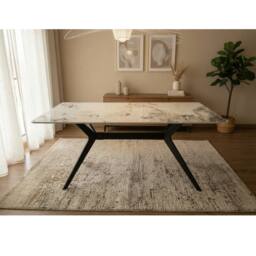 Outdoor Living San Diego Marble Top Rectangular Dining Table in Natural White - thumbnail 1