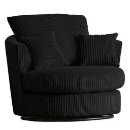 Furnishings For Less UK Luxor Jumbo Cord Fabric Single Seater 360 Degree Swivel Chair Sofa Accessory in Black - thumbnail 1