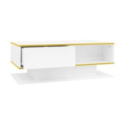KORVIXA LED Coffee Table w/ Storage Drawers Modern High Gloss in White - Size: 100 cm x 100 cm