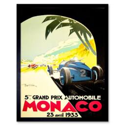 "Wee Blue Coo Sport Motor Race Grand Prix Monaco Monte Carlo Framed Wall Art Print - Size: W12"" x H16""" - thumbnail 1