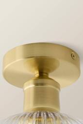 ValueLights Maddison Clear Ribbed Glass Globe Shades Flush Ceiling Light in Gold - thumbnail 5