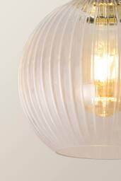 ValueLights Maddison Clear Ribbed Glass Globe Shades Flush Ceiling Light in Gold - thumbnail 4