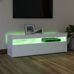 Berkfield Home TV Cabinet with LED Lights White 120x35x40 cm - Size: 120 x 35 x 40 cm - thumbnail 5