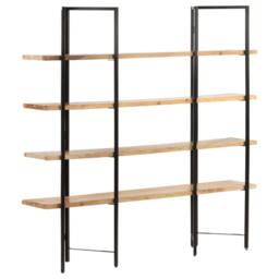 Berkfield Home 4-Tier Bookcase 160x35x160 cm Solid Mango Wood in Brown - Size: 160 x 35 x 160 cm - thumbnail 9