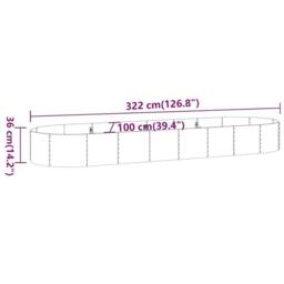 Berkfield Home Garden Raised Bed Powder-coated Steel 322x100x36 cm Grey - Size: 322 x 100 x 36 cm - thumbnail 6