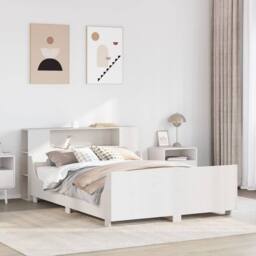 Berkfield Home Full Bed Frame without Mattress White 150x200 cm King Size Solid - thumbnail 2