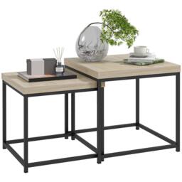Wyld Haus Vattesa Set of 2 Oak Effect Nesting Coffee Tables in Light Oak - thumbnail 2