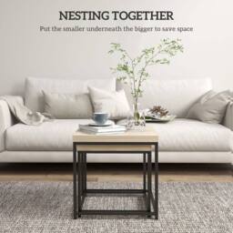 Wyld Haus Vattesa Set of 2 Oak Effect Nesting Coffee Tables in Light Oak - thumbnail 5