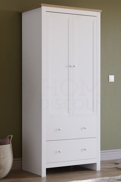 Home Discount Vida Designs Arlington 2 Door 2 Drawer Wardrobe Storage Bedroom Furniture in White - image 1