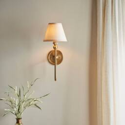 Netlighting Santiago Wall Light Fabric Ivy Shade 16cm B22 in White - thumbnail 2