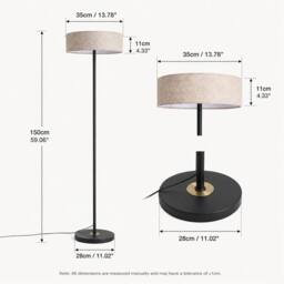 Kairui Lighting LED Floor Lamp Dimmable with Linen Shade H150cm Warm in Black - thumbnail 3