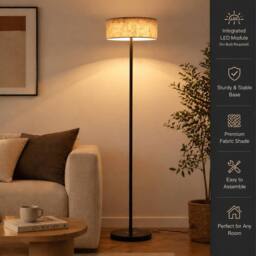Kairui Lighting LED Floor Lamp Dimmable with Linen Shade H150cm Warm in Black - thumbnail 1
