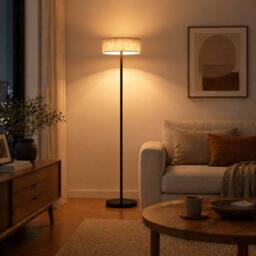 Kairui Lighting LED Floor Lamp Dimmable with Linen Shade H150cm Warm in Black - thumbnail 7