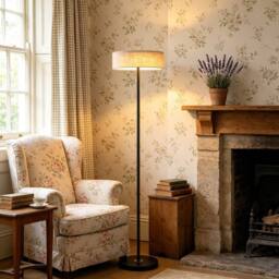 Kairui Lighting LED Floor Lamp Dimmable with Linen Shade H150cm Warm in Black - thumbnail 6