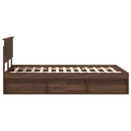 Berkfield Home Bed Frame with Headboard Brown Oak 120 x 200 cm Solid Pine Wood - thumbnail 8