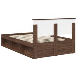 Berkfield Home Bed Frame with Headboard Brown Oak 120 x 200 cm Solid Pine Wood - thumbnail 9