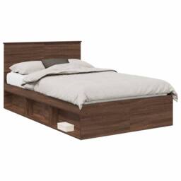 Berkfield Home Bed Frame with Headboard Brown Oak 120 x 200 cm Solid Pine Wood - thumbnail 2