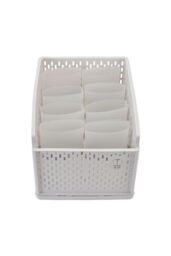 Living and Home Plastic Stackable Drawer Clothes Storage Basket Organiser Wardrobe Box in Off-White - thumbnail 4
