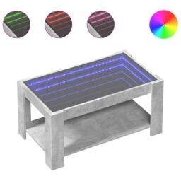 Berkfield Home Coffee Table with LED Concrete Grey 93x53x45 cm Engineered Wood - Size: 93 x 53 x 45 cm - thumbnail 2