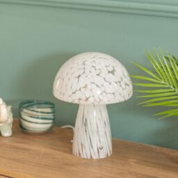 ValueLights Beau Confetti Glass Mushroom Table Lamp in White