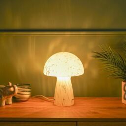 ValueLights Beau Confetti Glass Mushroom Table Lamp in White - thumbnail 3