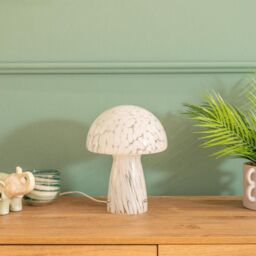 ValueLights Beau Confetti Glass Mushroom Table Lamp in White - thumbnail 4