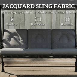 OUTSUNNY 3-Seater Garden Swing Seat, Outdoor Swing Chair with Canopy, Grey in Light Grey - Size: 3 Seater - thumbnail 5