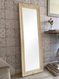 Downton Interiors Antique Style Cream Tall Ornate Dressing Wall Mirror with Bevelled Glass 142cm - thumbnail 3