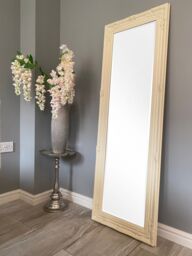 Downton Interiors Antique Style Cream Tall Ornate Dressing Wall Mirror with Bevelled Glass 142cm