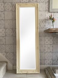 Downton Interiors Antique Style Cream Tall Ornate Dressing Wall Mirror with Bevelled Glass 142cm - thumbnail 2