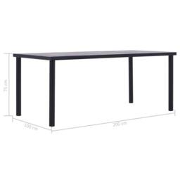 Berkfield Home Dining Table Black & Concrete Grey 200x100x75 cm MDF - Size: 200 x 100 x 75 cm - thumbnail 5