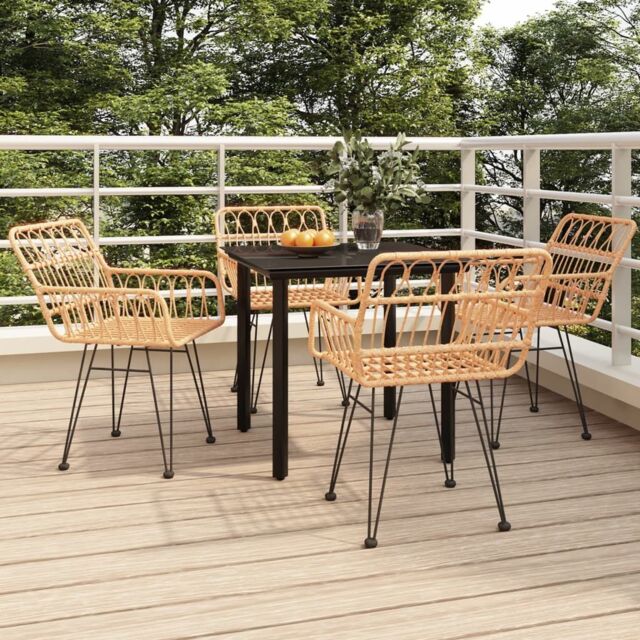 Berkfield Home 5 Piece Garden Dining Set Poly Rattan in Brown - image 1