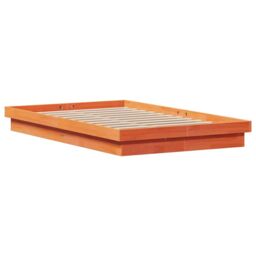 Berkfield Home LED Bed Frame without Mattress Wax Brown 135x190 cm Double Solid Wood - thumbnail 5