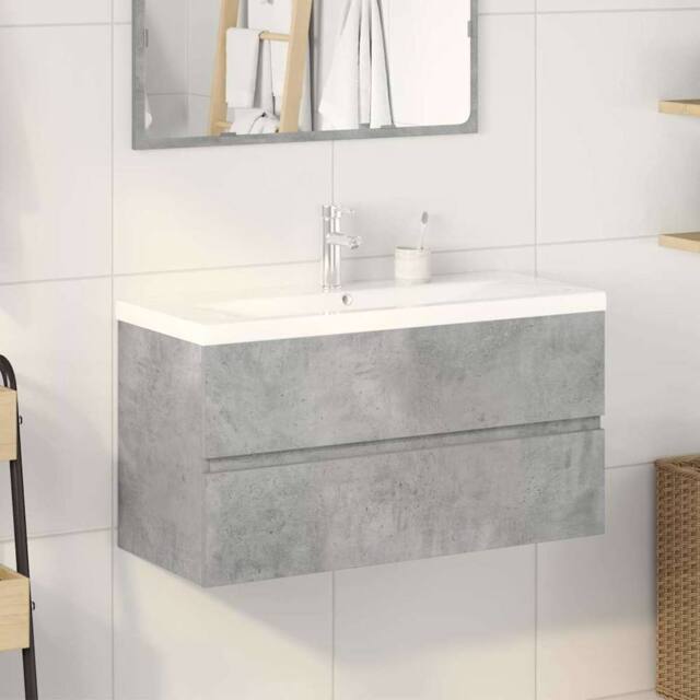 Berkfield Home Durable 2 Piece Bathroom Furniture Set Concrete Grey Engineered Wood - image 1