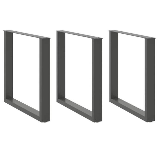Berkfield Home Coffee Table Legs U-Shaped 3 pcs Anthracite 90x(72-73) cm Steel in Dark Grey - image 1