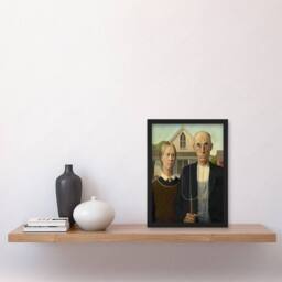 "Artery8 American Gothic Farmers Portrait Grant Wood Framed Wall Art Print - Size: W12"" x H16""" - thumbnail 4