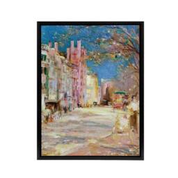 "Artery8 Bannister Boston Vintage Street Scene Framed Canvas Wall Art Print - Size: W12"" x H16""" - thumbnail 1