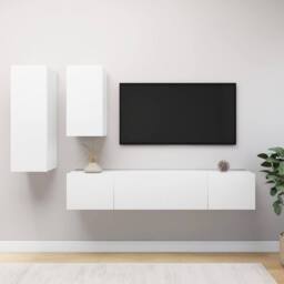 Berkfield Home Modern 4 Piece TV Cabinet Set White Engineered Wood - thumbnail 2