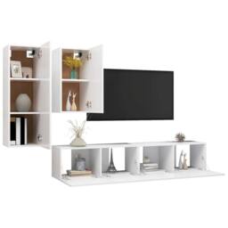Berkfield Home Modern 4 Piece TV Cabinet Set White Engineered Wood - thumbnail 1